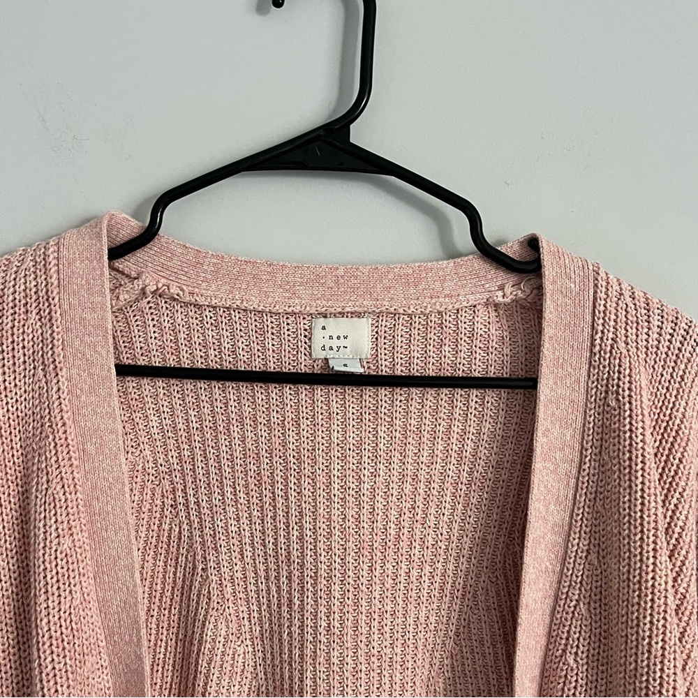 A New Day Soft Pink Knit Long Sleeve Open Front Cardigan - Picture 4 of 5